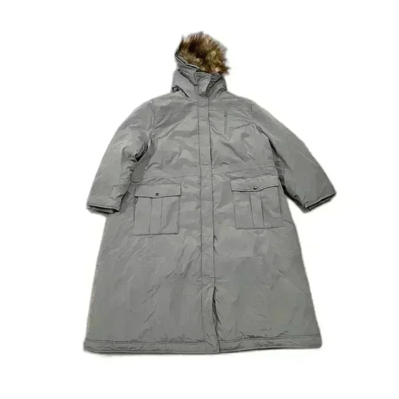 WOMEN WITHIN Gray 3M Hooded Thinsulate Insulation Parka Coat with faux fur | 4x - Picture 1 of 12